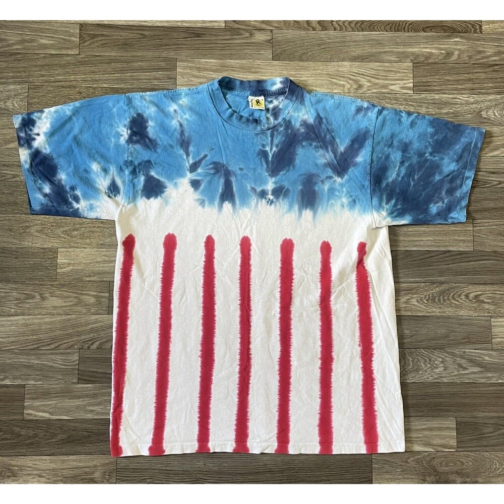 Vintage Sundog American Flag Tie-Dye Shirt Men’s XL Red White Blue Patriotic